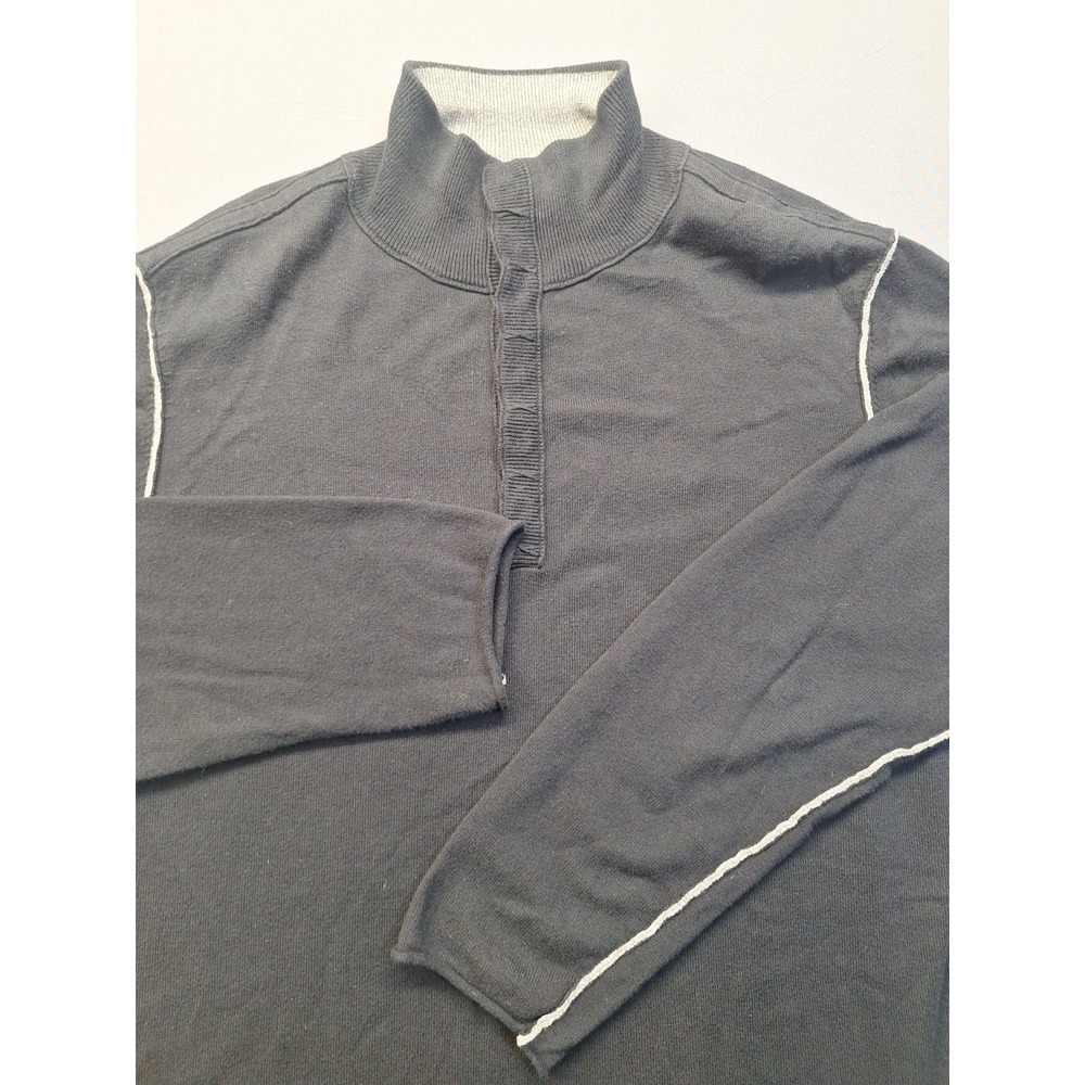 Carbon 2 Cobalt Sweater Mens XL Black Cotton Cashmere 1/4 Button Casual Preppy